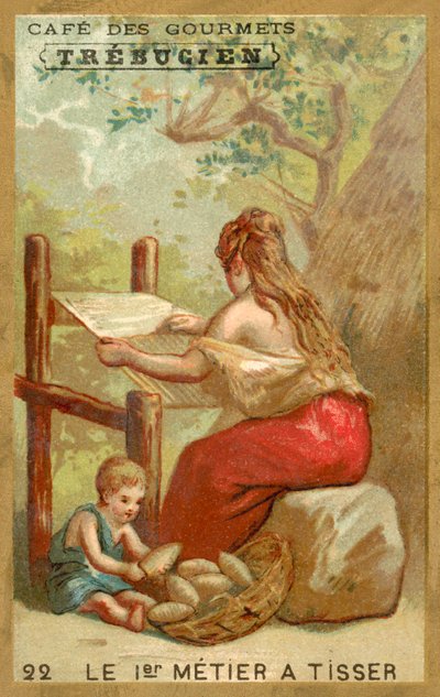 První tkalcovský stav (chromolitho) od French School