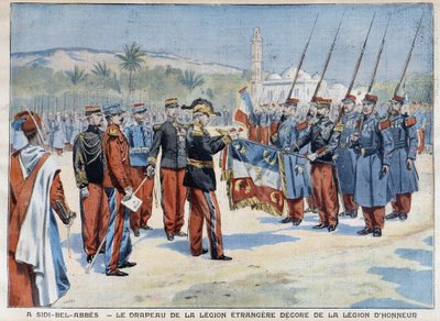 Vlajka cizinecké legie zdobená v Sidi-Bel-Abbes - v „“Le Petit Parisien““ z 29.4.1906 od French School