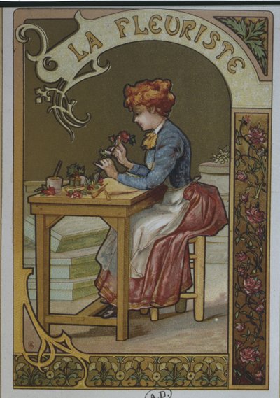 Dívka s květinami, kolem roku 1900 od French School