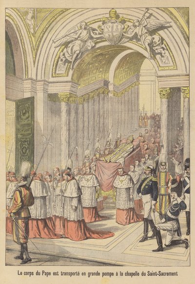 Pohřeb papeže Lva XIII (barevná litografie) od French School