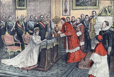 Zlatá růže od monsignora Tedeschiniho španělské královně. od French School