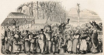 Veletrh šunky na Boulevard Bourdon v Paříži - rytina v „Tableau-de-Paris“ od Edmonda Texiera 1852 od French School