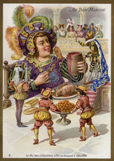 Král liliputů pořádá banket pro Gullivera (chromolitho) od French School