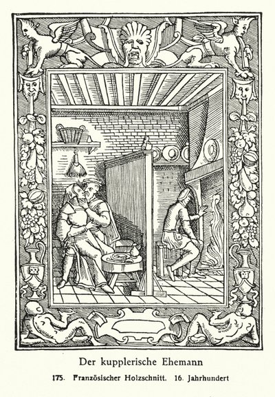 Manžel, který se dohazuje (dřevoryt) od French School