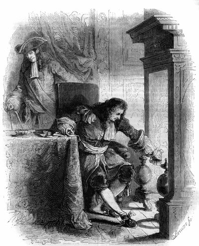 Dramatik Jean Galbert de Cammistron (1656-1723) korespondence s vévodou Louisem Josephem de Vendome (1654-1712). Rytina z roku 1856. od French School