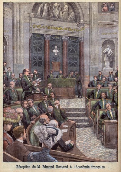 Básník a dramatik Edmond Rostand byl přijat na Akademii Francaise pro „Le Petit Journal“ od French School