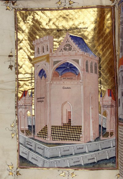 Portikus světce svatých v Šalamounově chrámu v Jeruzalémě Miniatura z "Komentáře k Bibli" od Mikuláše z Lyry (13. století) od French School