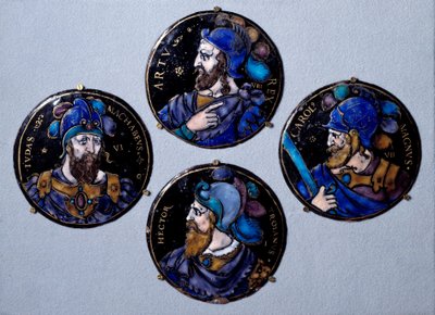 Preux Hector, trojští hrdinové, Judas Macchabee (Maccabee nebo Macabee), přezdívaný kladivo, nástupce svého otce Matathias (Mathathias, Mattathias) v čele povstání Židů proti útlaku Seleucidů, Karel Veliký (742 - 814 ), od French School