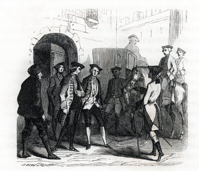 Vězni z Vincennes byli přemístěni do vězení Bastille v roce 1784 - (rytina) 1846 od French School