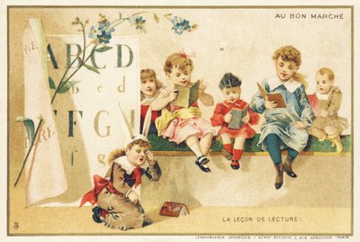 Hodina čtení, Paříž, kolem roku 1900 (chromolitografie) od French School