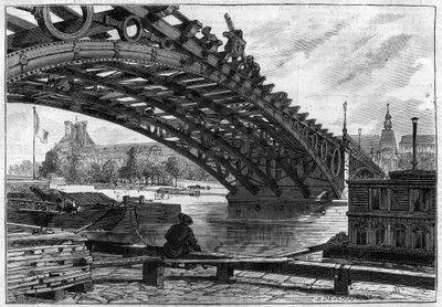 Odraz paluby mostu Saints Peres (Pont du Carrousel) v roce 1883 (Saints-Peres) - rytina v „“Le journal llustrious““ od French School