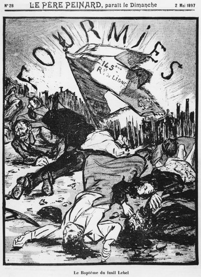 Střelba Fourmies, ilustrace z Le Pere Peinard, 2. května 1897 od French School