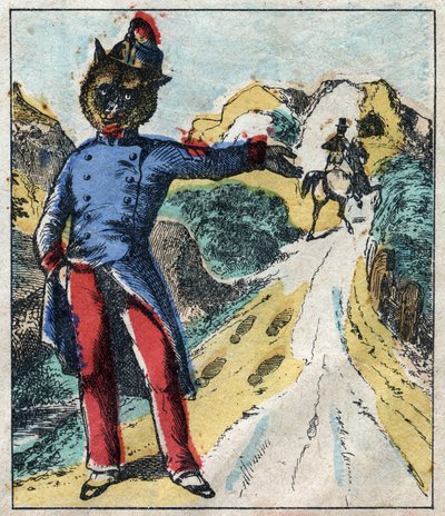 Nemocný lev a liška. Bajky Jean de La Fontaine (1621-95). Epinal zobrazování z konce 19. století. od French School