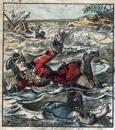 Potopení Lemuela Gullivera. Ilustrace pro „“ Gulliver