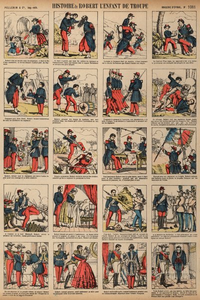 Příběh Roberta, dítěte z vojska (barevná rytina) od French School