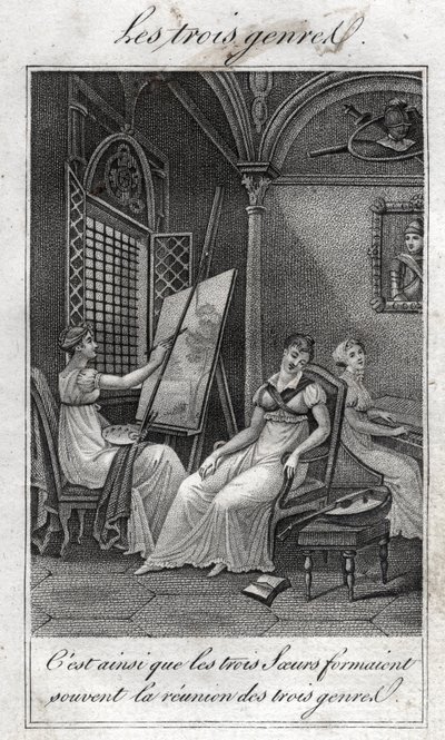 Tři žánry. Žena Malířka, hudebnice a čtenářka. od French School