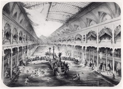 Vodní tělocvična na pařížských Elysejských polích, 1847 od French School