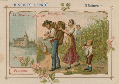 Práce lidí ilustrace na štítku sušenky od French School
