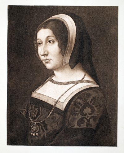 Předpokládá se, že je to Margaret Tudorová, dcera Jindřicha VII., skotské královny, kolem 1520 století, hospoda. 1902 od French School