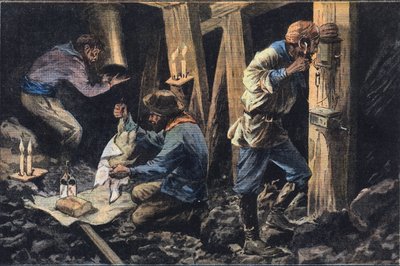 Tři horníci jsou pohřbeni zaživa v Americe, z novin „Le Petit Parisien““ od French School