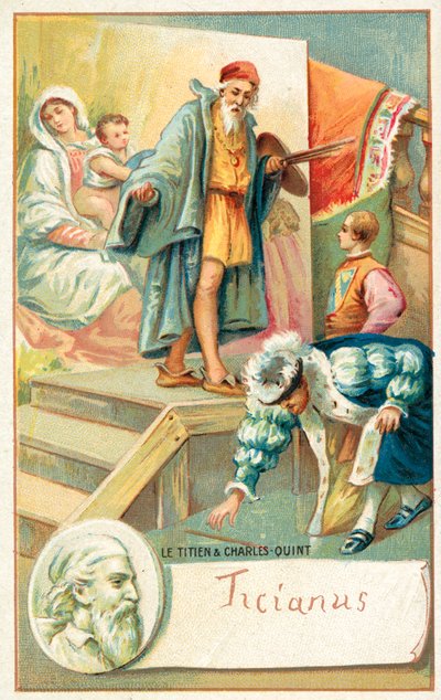 Tizian a císař Karel V. (chromolitho) od French School