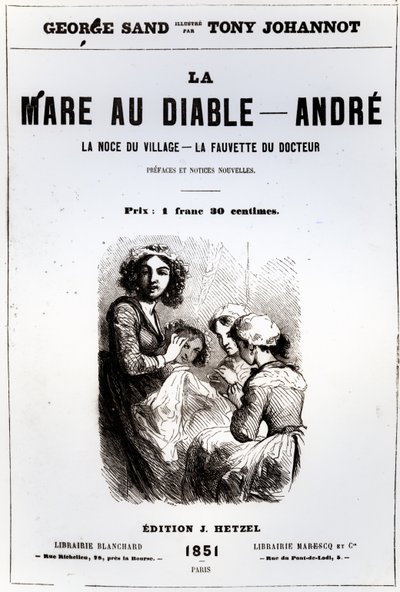 Titulní strana The Devils Pool od George Sand, ilustrovaná Tonym Johannotem, 1851 od French School