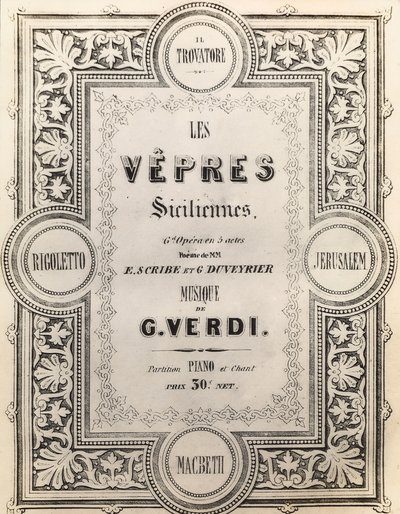 Titulní strana partitury I Vespri Siciliani od French School