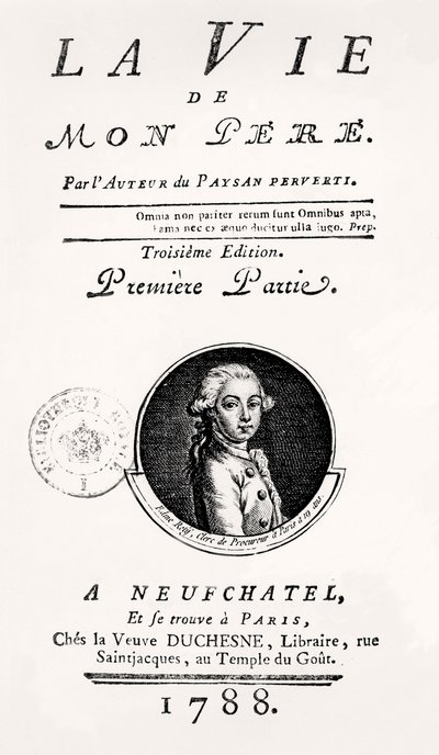 Titulní strana "Život mého otce", 1788 od French School