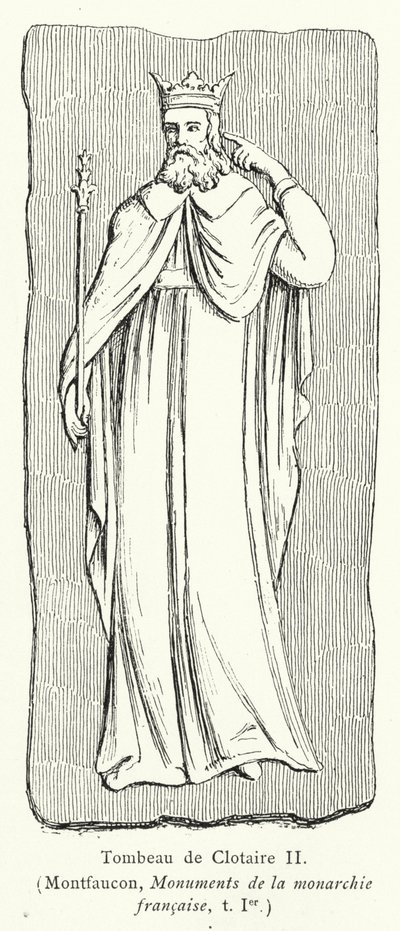 Tomb of Clotaire II (rytina) od French School