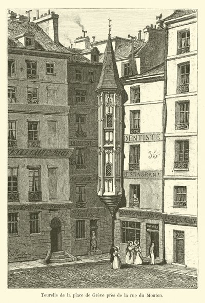 Věžička Place de Greve poblíž rue du Mouton od French School