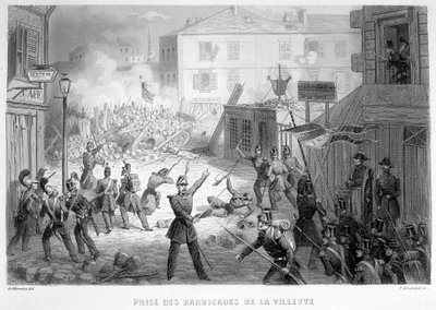 Dobytí barikád La Villette (26. června 1848) - ve „Fasttes de Gardes Nationales de France““ od French School