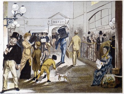 Nádražní hala, konec 19. století od French School