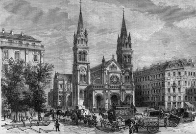 Proměny Paříže za Druhého císařství, Haussmannovská Paříž: vnější pohled na kostel Saint Ambroise (Saint-Ambroise) postavený Theodorem Ballu (1817-1885) od French School