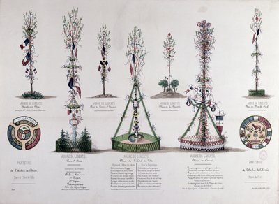 Stromy svobody zasazené v Paříži v roce 1848 (barevná rytina) od French School