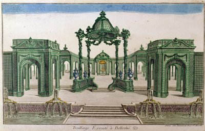 Trellis Archway popraven v Bellevue (barevná rytina) od French School