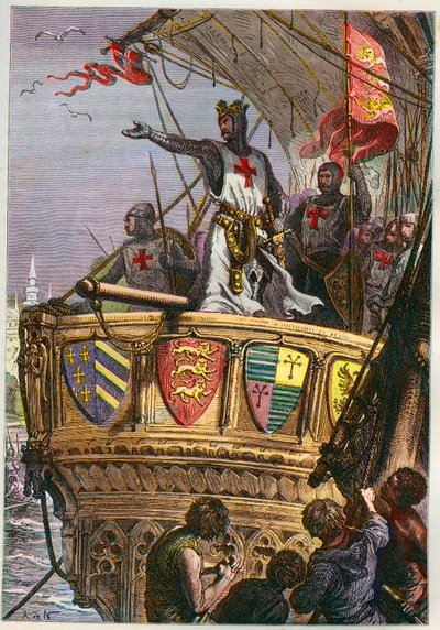 Tres Sainte Terre, svěřuji vás do péče Všemohoucího - Třetí křížová výprava: Richard I Lví srdce (1157-1199) en Crusade pour la terre Sainte od French School