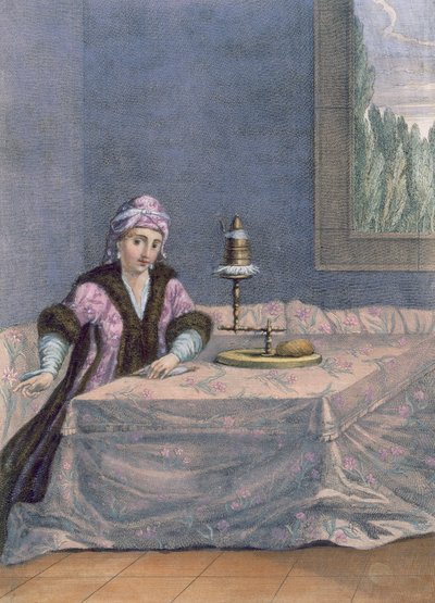 Turecká žena spřádací nit, kolem roku 1708 od French School