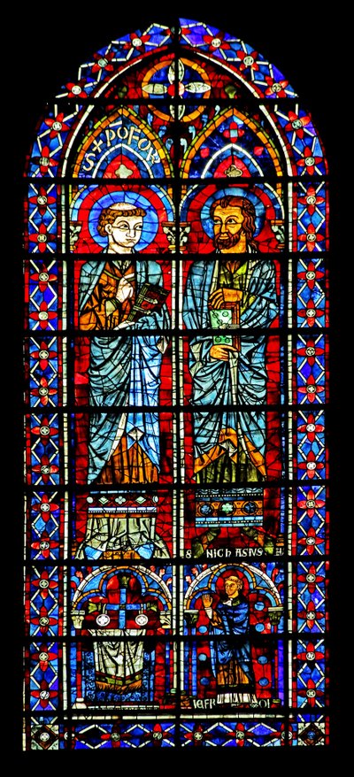 Dva svatí – jeden je Nicaise; dárce kněz níže (w116) od French School