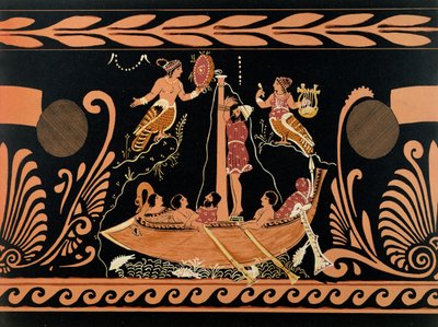Ulysses and the Sirens, ilustrace ze starožitné řecké vázy od French School