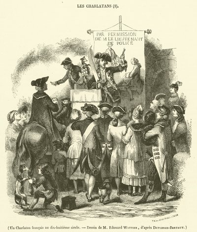 Francouzský šarlatán v osmnáctém století (rytina) od French School