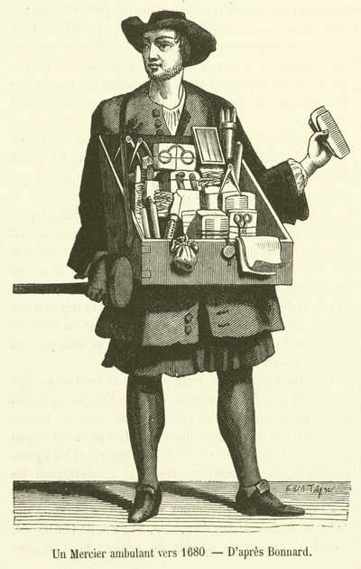 Cestující Mercier kolem roku 1680 (rytina) od French School