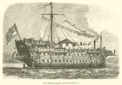 Anglický ponton, vojenské vězení (rytina) od French School