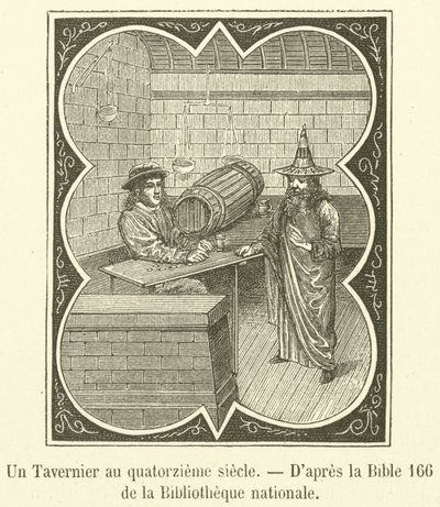 Tavernier ve čtrnáctém století (rytina) od French School