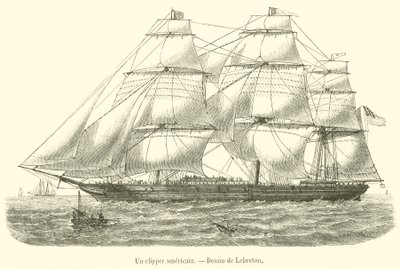Americký clipper (rytina) od French School