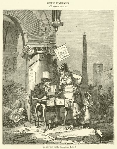 Francouzský veřejný spisovatel v Itálii (rytina) od French School