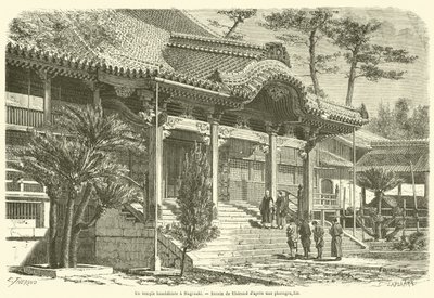 Buddhistický chrám v Nagasaki (rytina) od French School