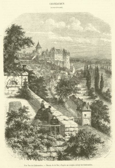 Pohled na Chateaudun (rytina) od French School