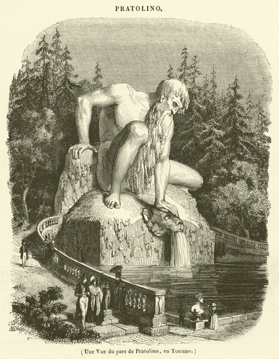 Pohled na park v Pratolinu v Toskánsku (rytina) od French School