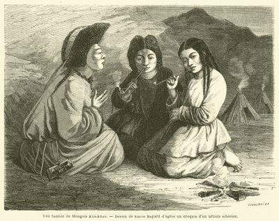 Une famille de Mongols Khalkhas (rytina) od French School