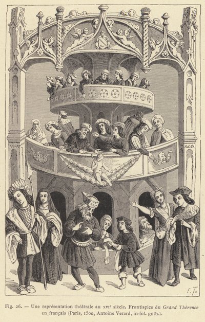 Divadelní představení v 16. století (rytina) od French School